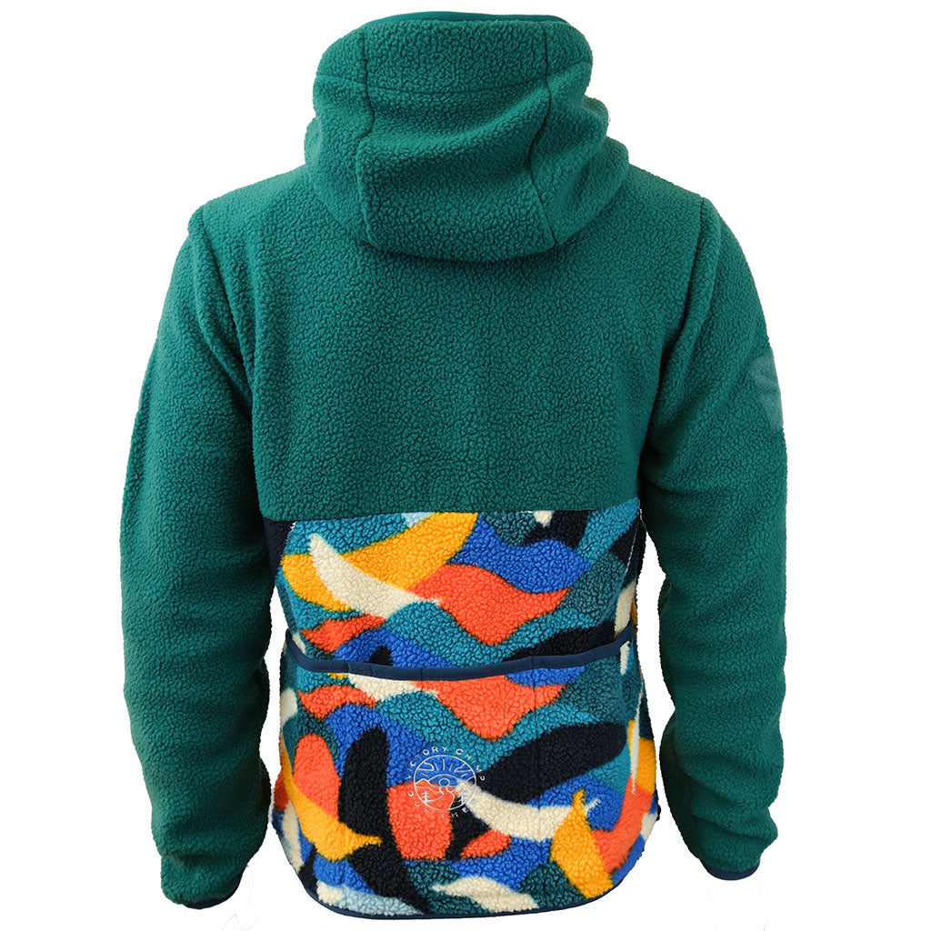 Out There Hooded Recycled Sherpa Fleece Jacket (Banana Camo Forest/Orange)