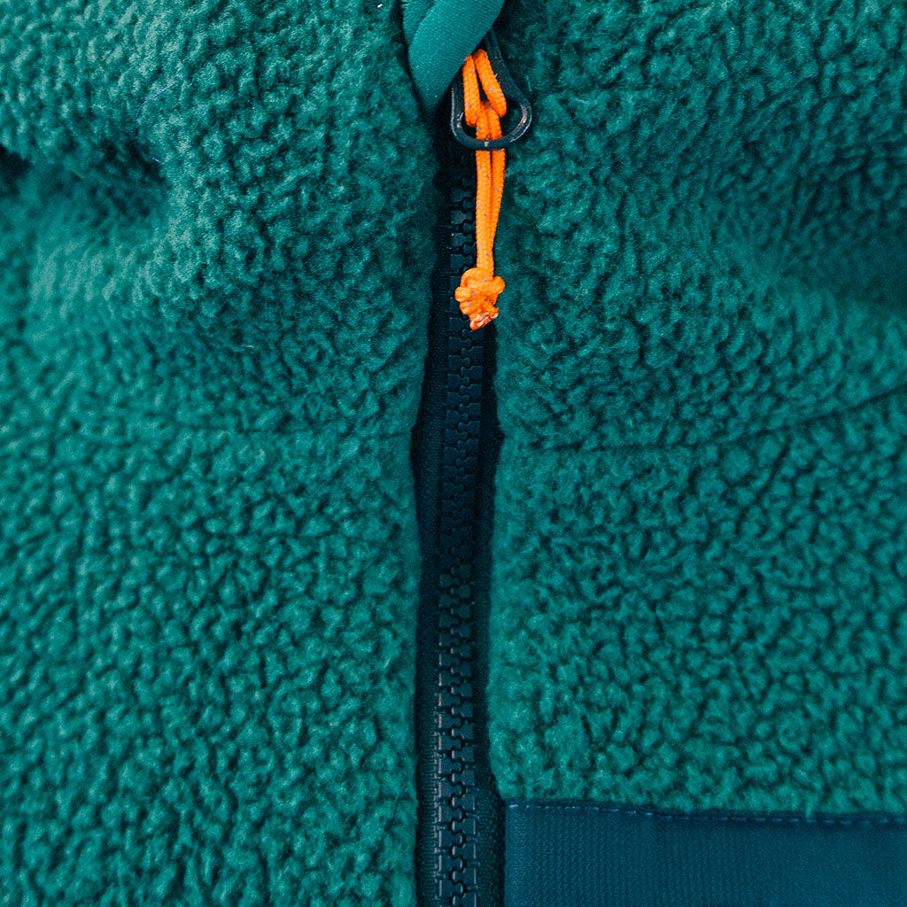 Out There Hooded Recycled Sherpa Fleece Jacket (Banana Camo Forest/Orange)