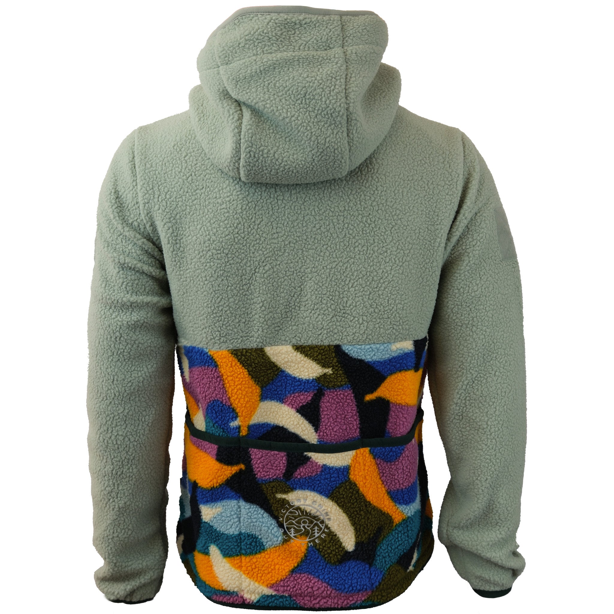 Out There Hooded Recycled Sherpa Fleece Jacket (Banana Camo Heather/Olive)