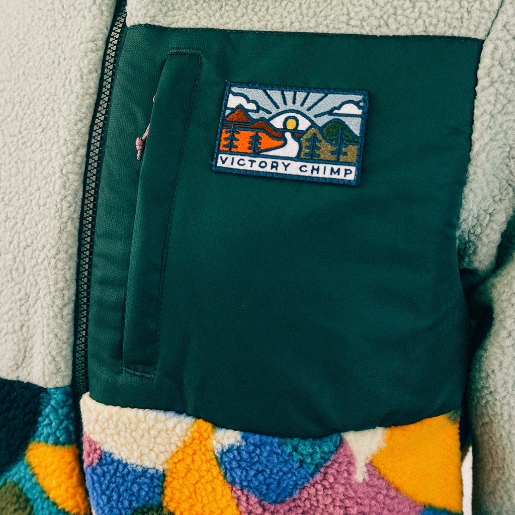 Out There Hooded Recycled Sherpa Fleece Jacket (Banana Camo Heather/Olive)