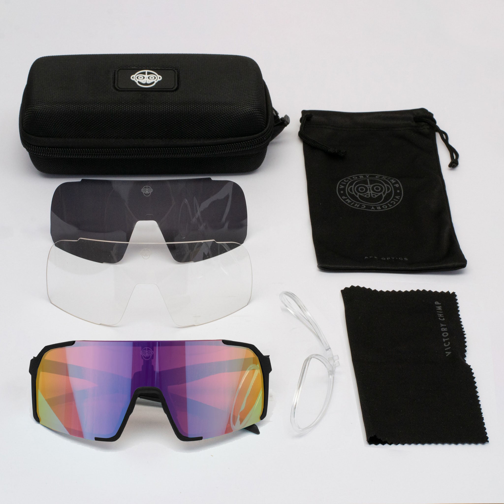 A.P.E. Optics Vega Evo Sunglasses (Matte Black w/ Jet Fuel Mirror Lens)