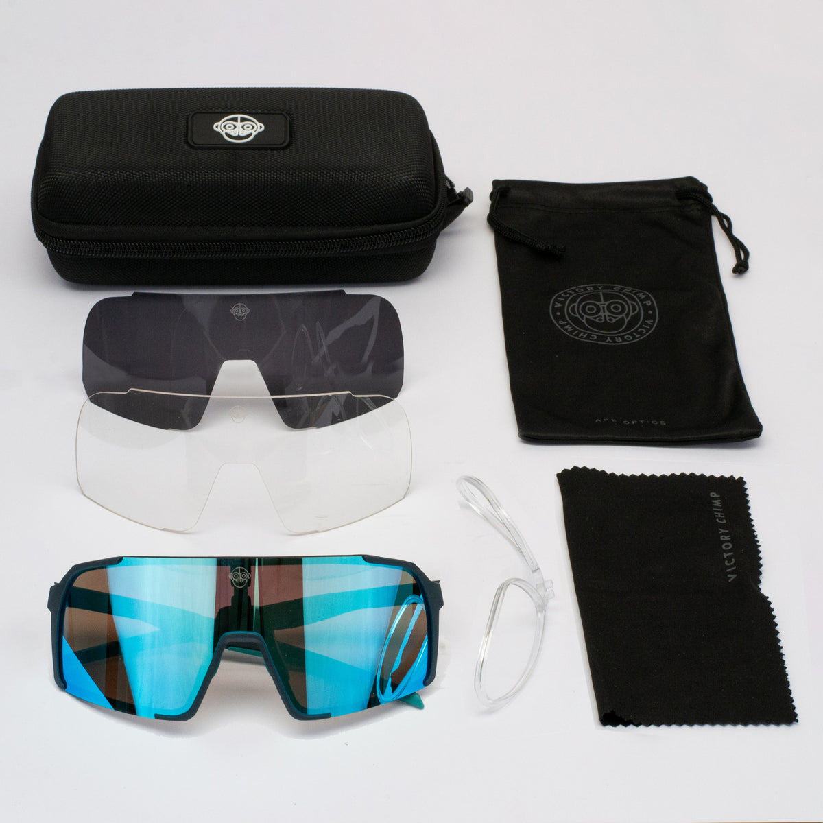 A.P.E. Optics Vega Evo Sunglasses (Matte Navy w/ Ice Blue Mirror Lens)