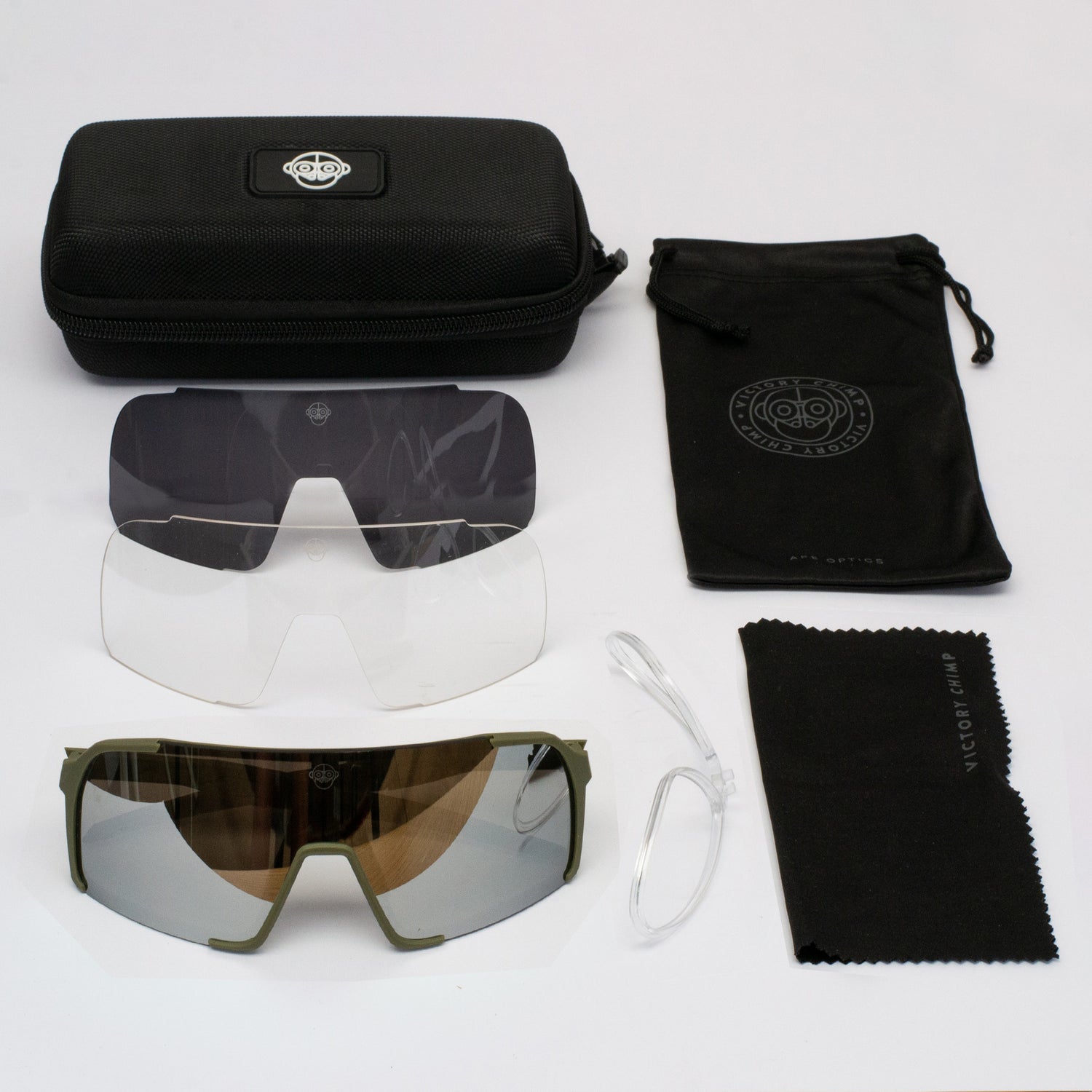 A.P.E. Optics Vega Evo Sunglasses (Matte Olive w/ Silver Mirror Lens)