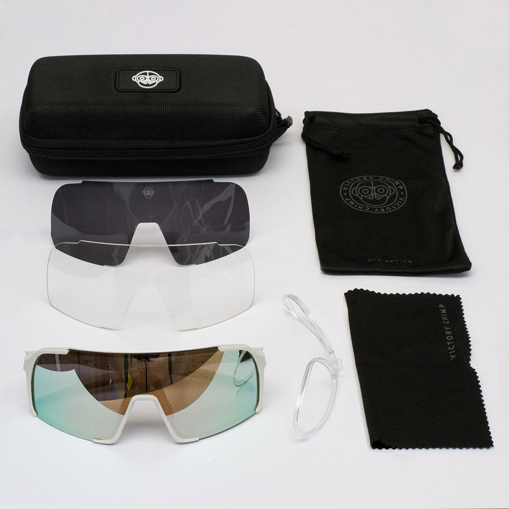 A.P.E. Optics Vega Evo Cycling Sunglasses (Matte White w/ Silver Lens)