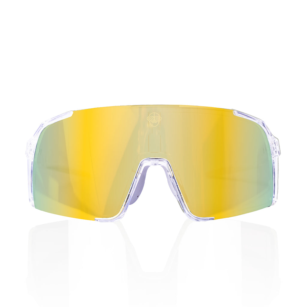 A.P.E. Optics Vega Evo Cycling Sunglasses (Polished Crystal Clear w/ Yellow/Green Lens)