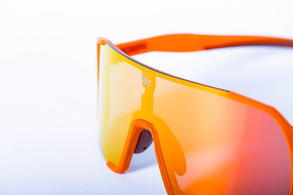 A.P.E. Optics Vega Evo Cycling Sunglasses (Matte Translucent Orange w/ Flame Lens)