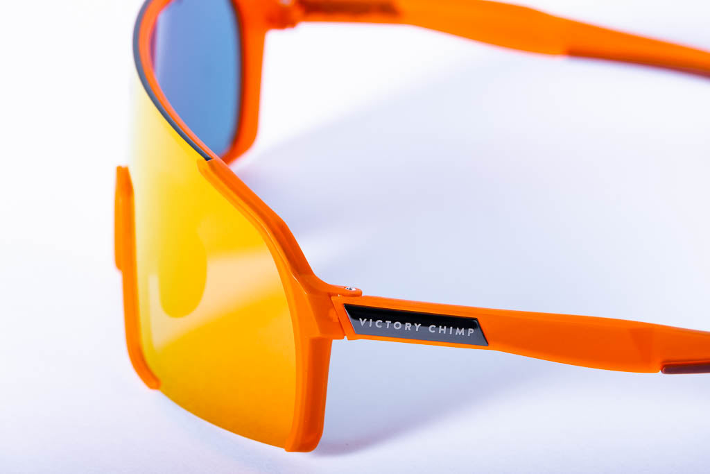 A.P.E. Optics Vega Evo Cycling Sunglasses (Matte Translucent Orange w/ Flame Lens)