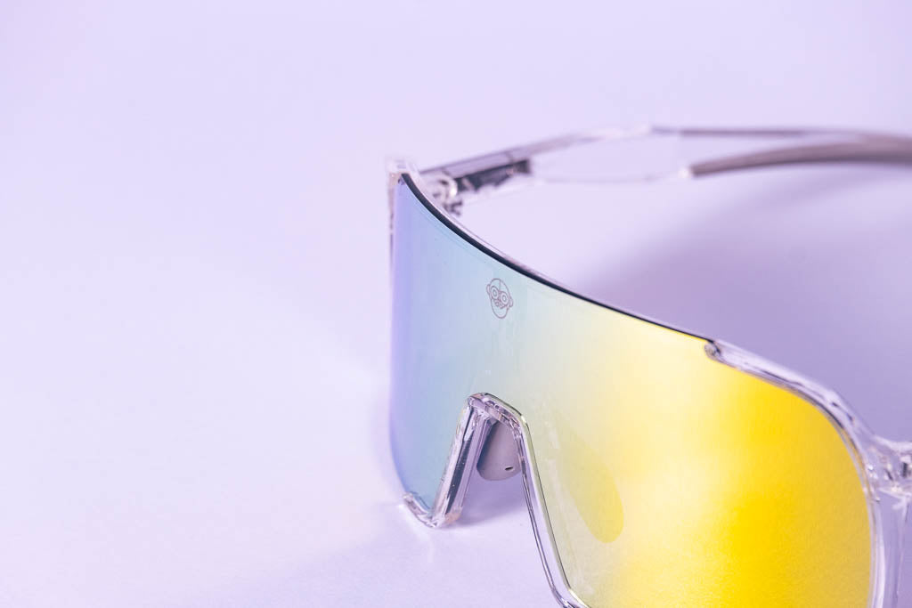 A.P.E. Optics Vega Evo Cycling Sunglasses (Polished Crystal Clear w/ Yellow/Green Lens)