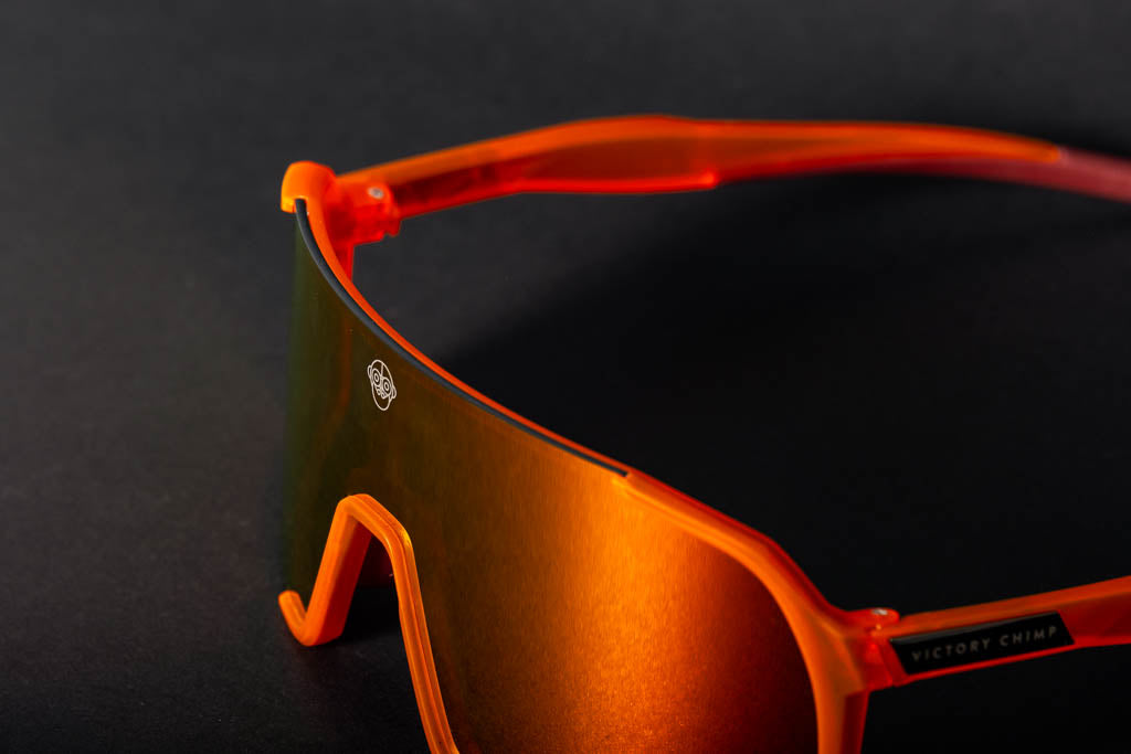 A.P.E. Optics Vega Evo Cycling Sunglasses (Matte Translucent Orange w/ Flame Lens)