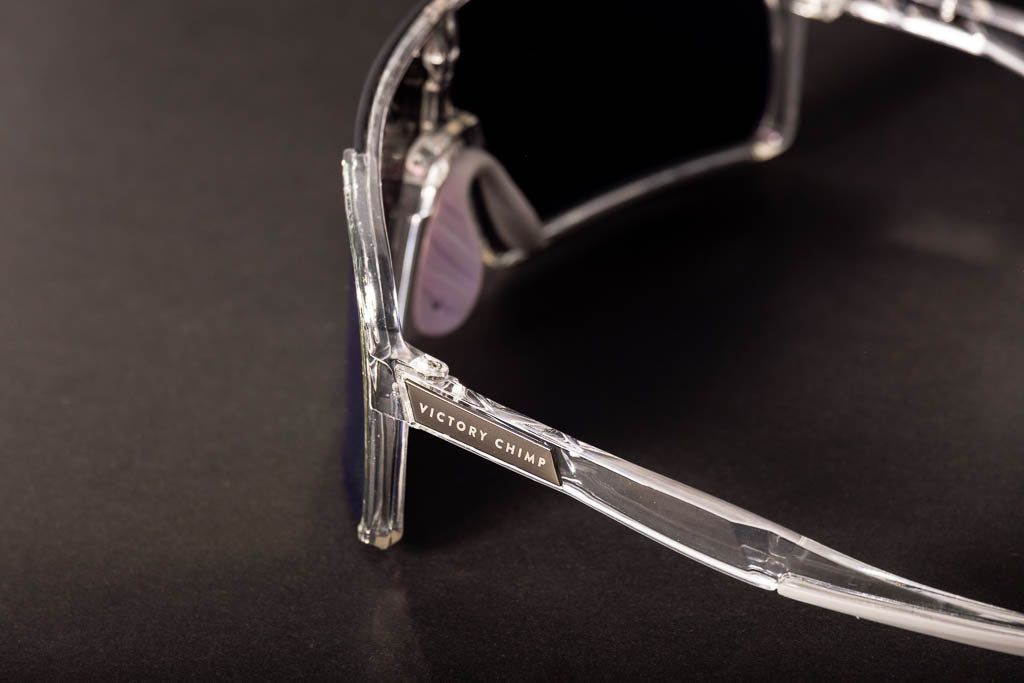 A.P.E. Optics Vega Evo Cycling Sunglasses (Polished Crystal Clear w/ Yellow/Green Lens)