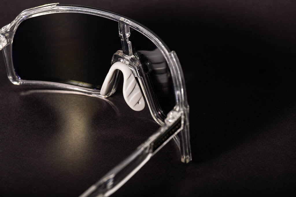 A.P.E. Optics Vega Evo Cycling Sunglasses (Polished Crystal Clear w/ Yellow/Green Lens)