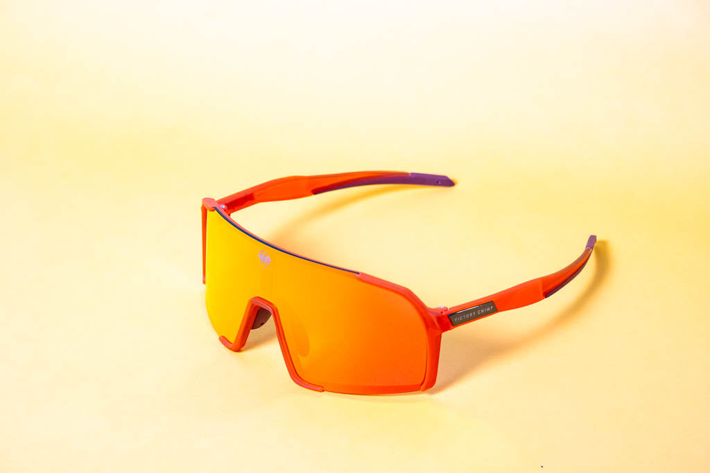 A.P.E. Optics Vega Evo Cycling Sunglasses (Matte Translucent Orange w/ Flame Lens)