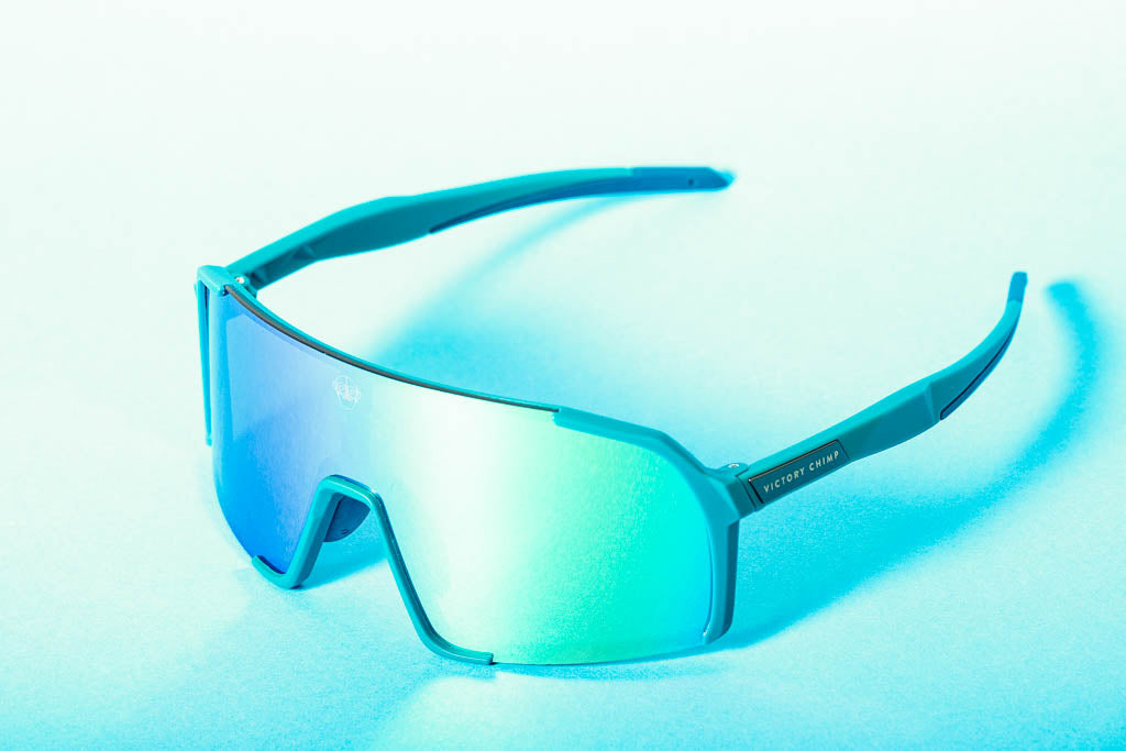 A.P.E. Optics Vega Evo Cycling Sunglasses (Matte Teal w/ Blue/Green Lens)