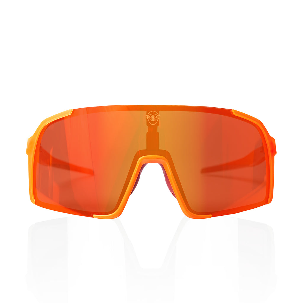 A.P.E. Optics Vega Evo Cycling Sunglasses (Matte Translucent Orange w/ Flame Lens)