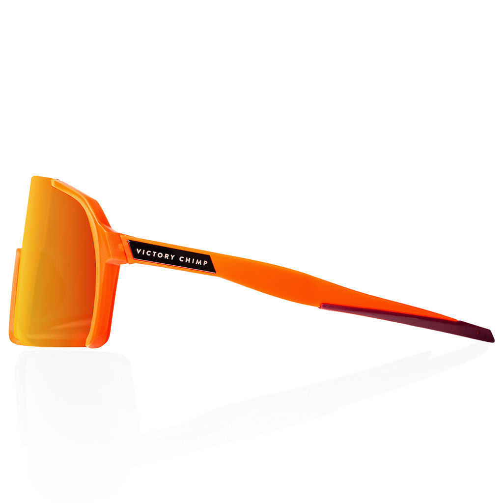 A.P.E. Optics Vega Evo Cycling Sunglasses (Matte Translucent Orange w/ Flame Lens)