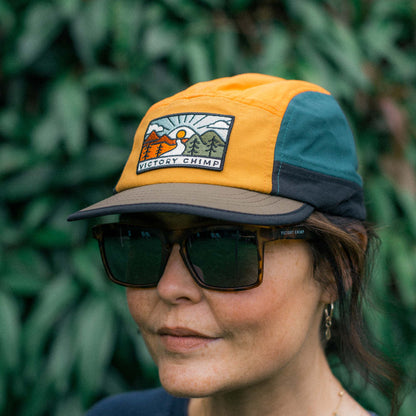 Out There 5 Panel Trail Cap - Sunlit Forest