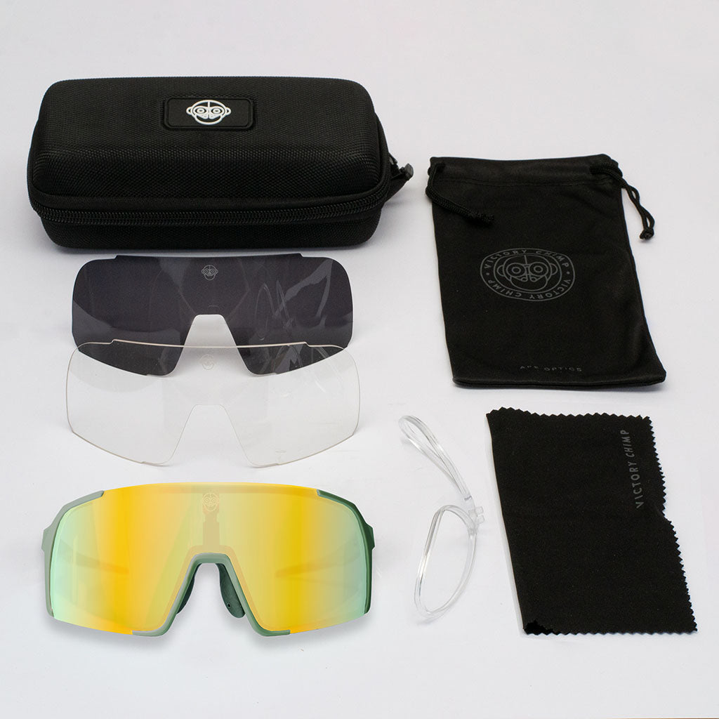 A.P.E. Optics Vega Evo Cycling Sunglasses (Matte Pistachio Green w/ Yellow/Green Lens)