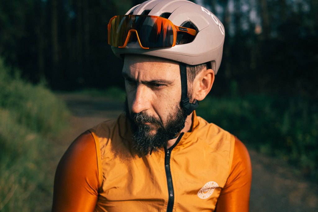 A.P.E. Optics Vega Evo Cycling Sunglasses (Matte Translucent Tangerine w/ Flame Lens)