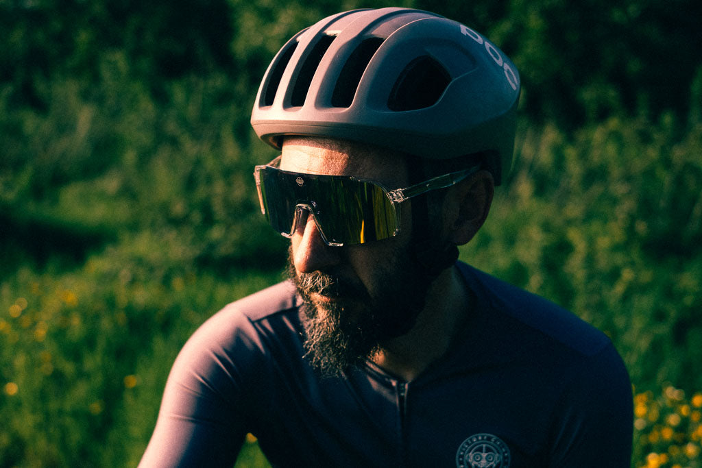 A.P.E. Optics Vega Evo Cycling Sunglasses (Polished Crystal Clear w/ Yellow/Green Lens)