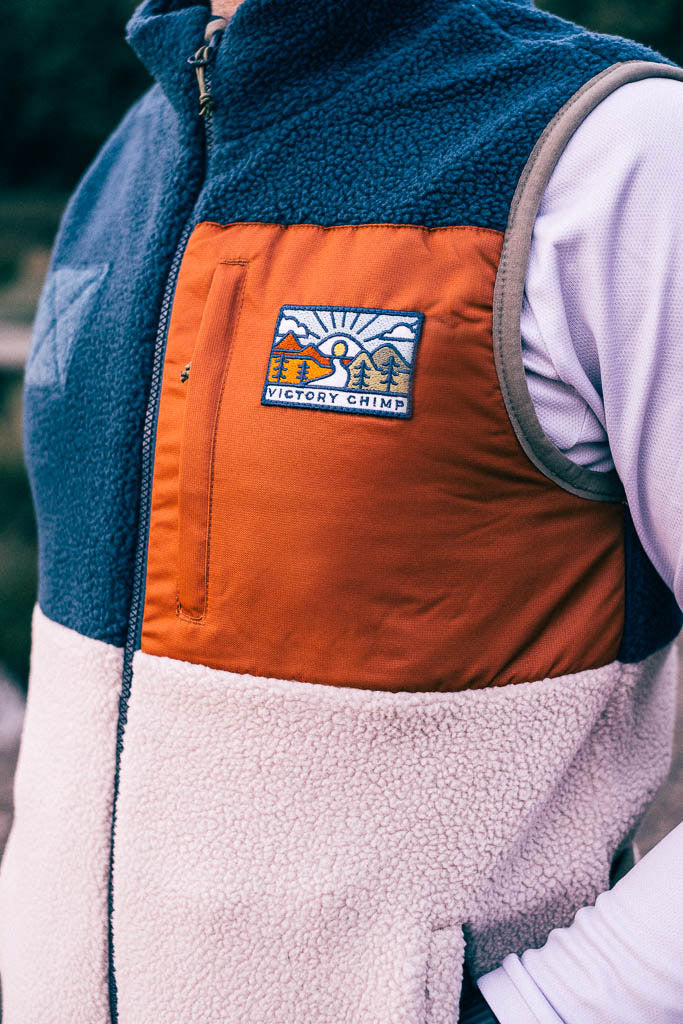 Out There Recycled Sherpa Fleece Gilet (Navy/Sand)