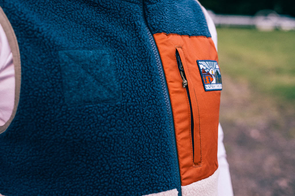 Out There Recycled Sherpa Fleece Gilet (Navy/Sand)