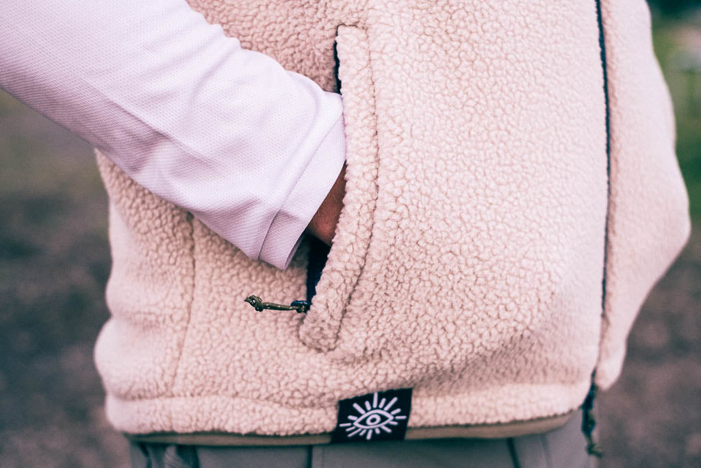 Out There Recycled Sherpa Fleece Gilet (Navy/Sand)