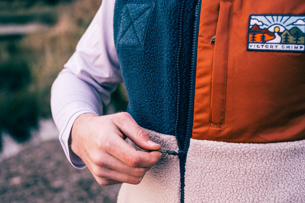 Out There Recycled Sherpa Fleece Gilet (Navy/Sand)