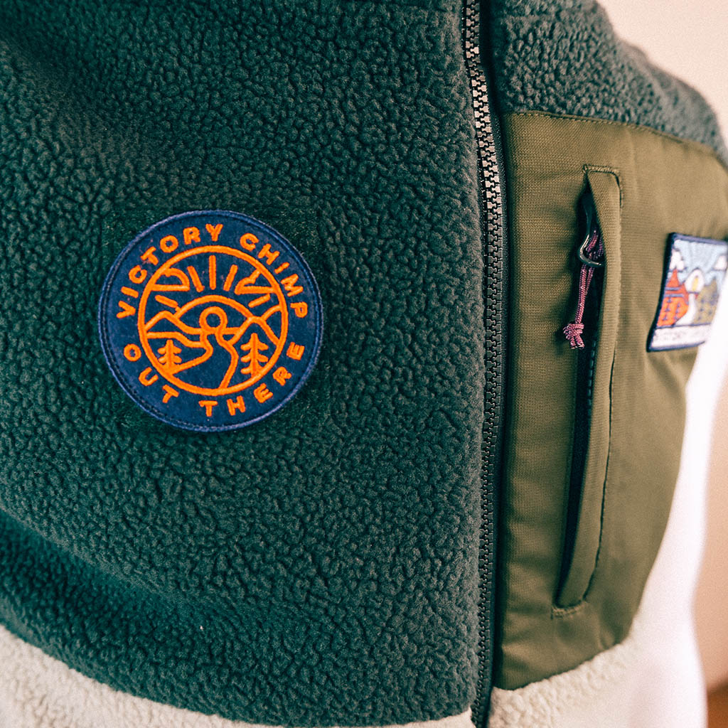 Out There Recycled Sherpa Fleece Gilet (Forest/Pistachio)