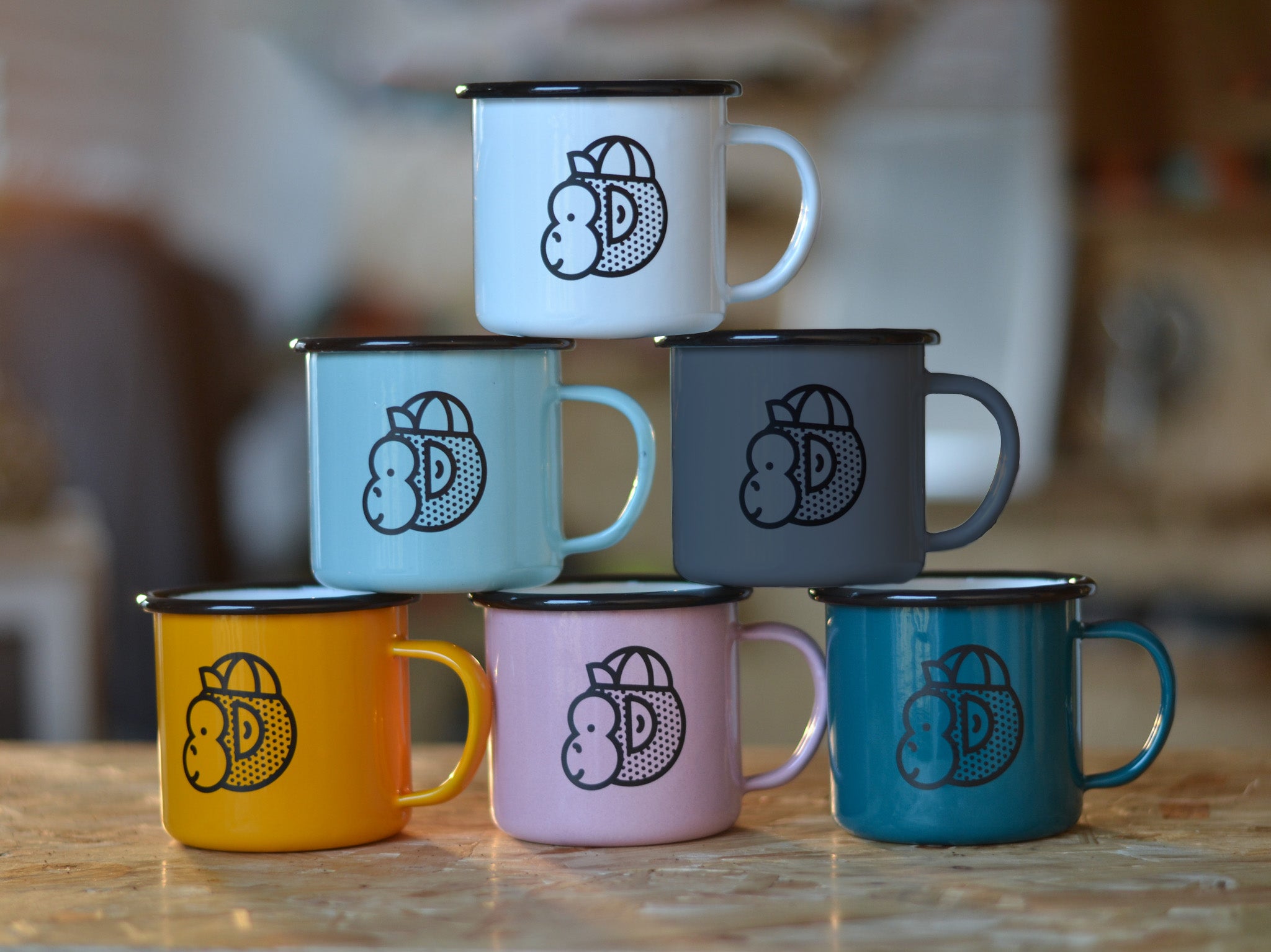 Victory Chimp Enamel Mug (Teal)