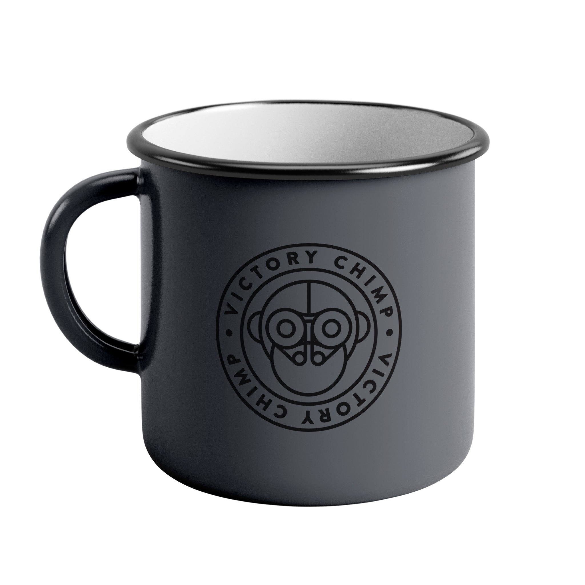 Victory Chimp Enamel Mug (Grey)