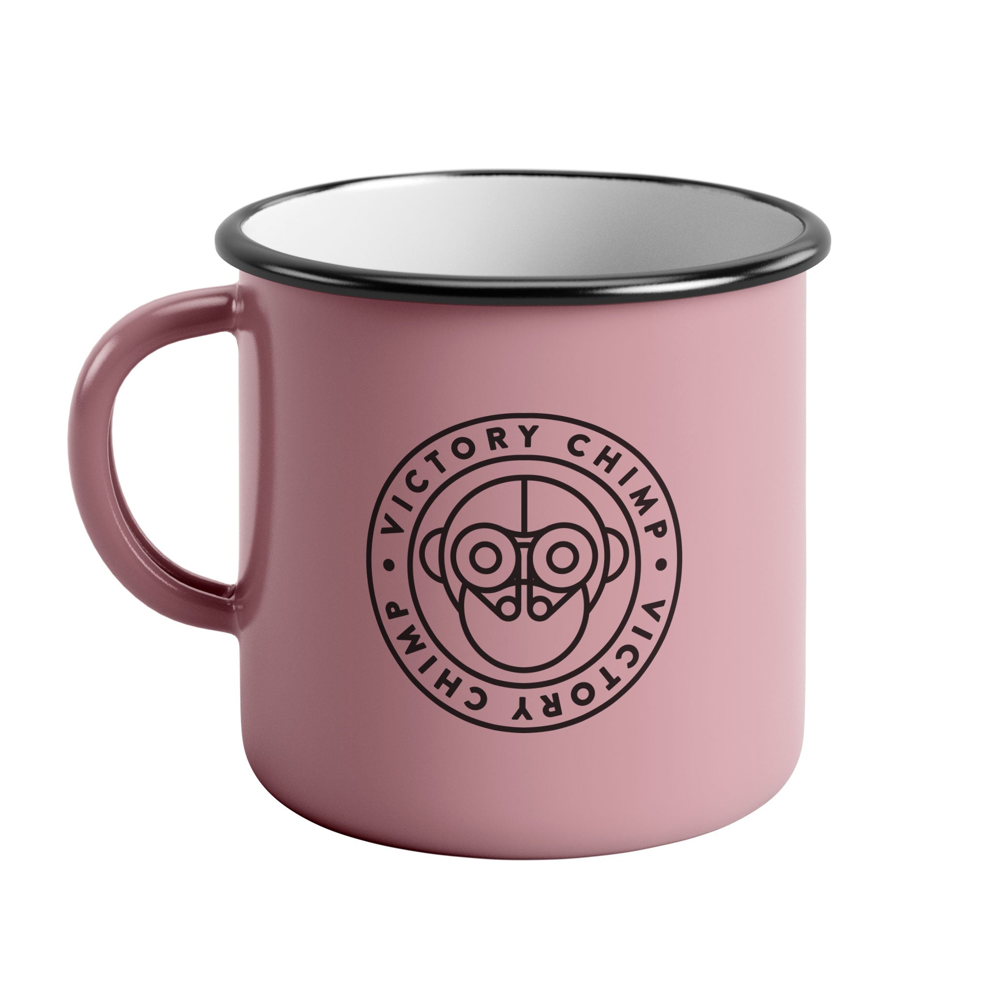 Victory Chimp Enamel Mug (Pink)