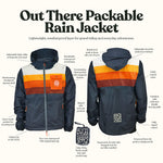 Out There Unisex Packable Rain Jacket ('84 Stripes)
