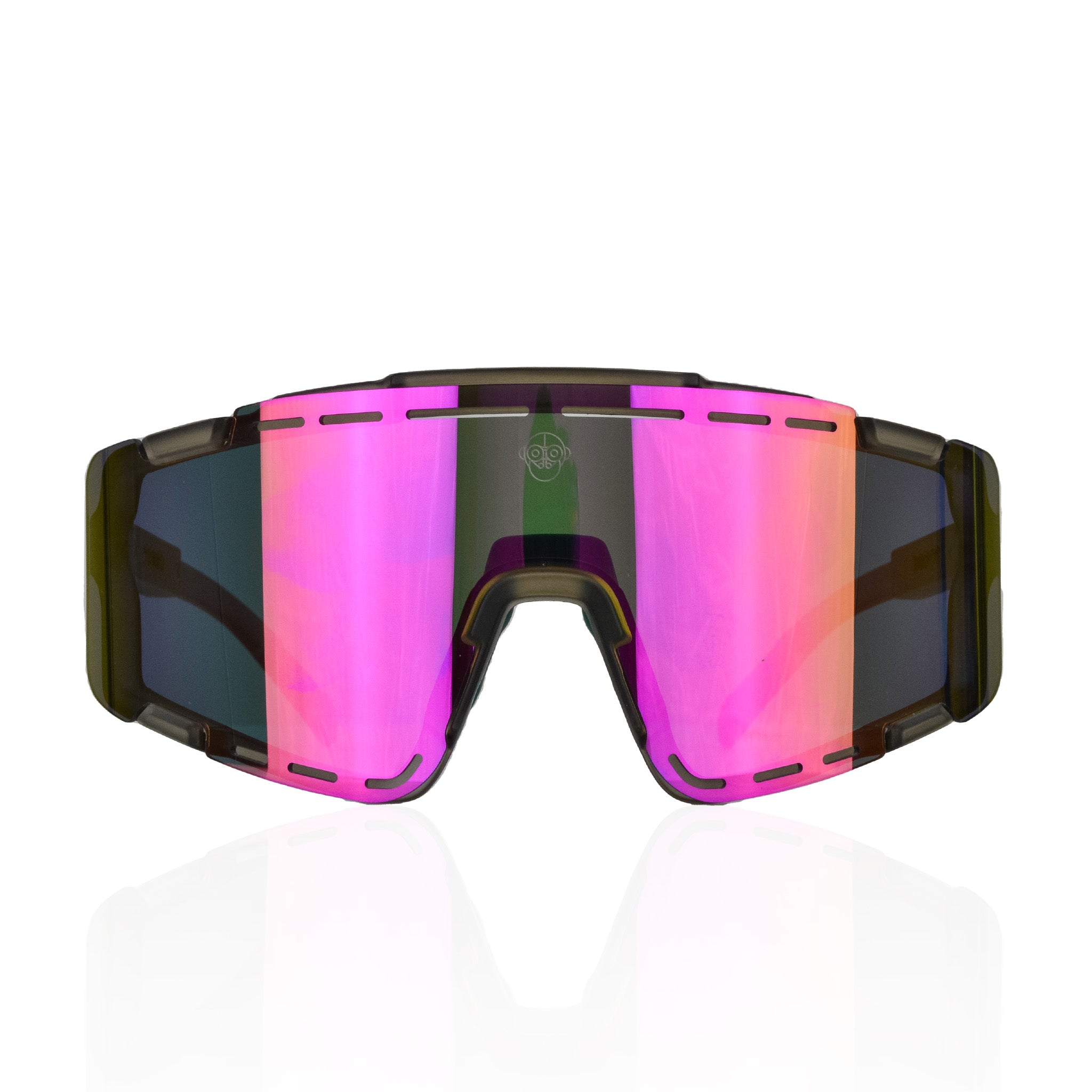 A.P.E. Optics Rev Cycling Sunglasses (Matte Trans Black w/ Jet Fuel Mirror Lens)