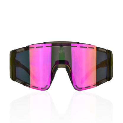 A.P.E. Optics Rev Cycling Sunglasses (Matte Trans Black w/ Jet Fuel Mirror Lens)