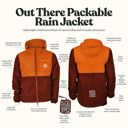 Out There Unisex Packable Rain Jacket (Rust)