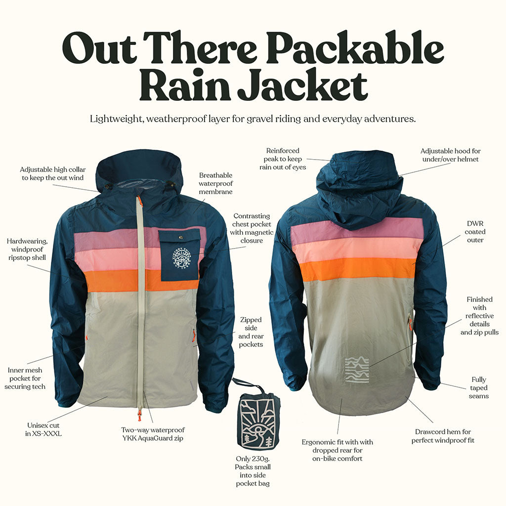 Out There Unisex Packable Rain Jacket (Sunset)