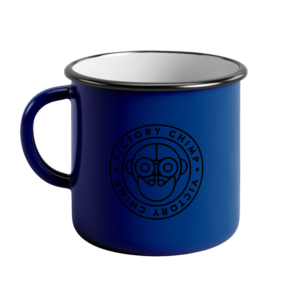 Victory Chimp Enamel Mug (Cobalt Blue)