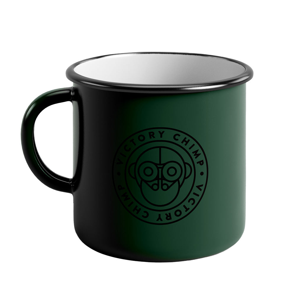 Victory Chimp Enamel Mug (Forest Green)
