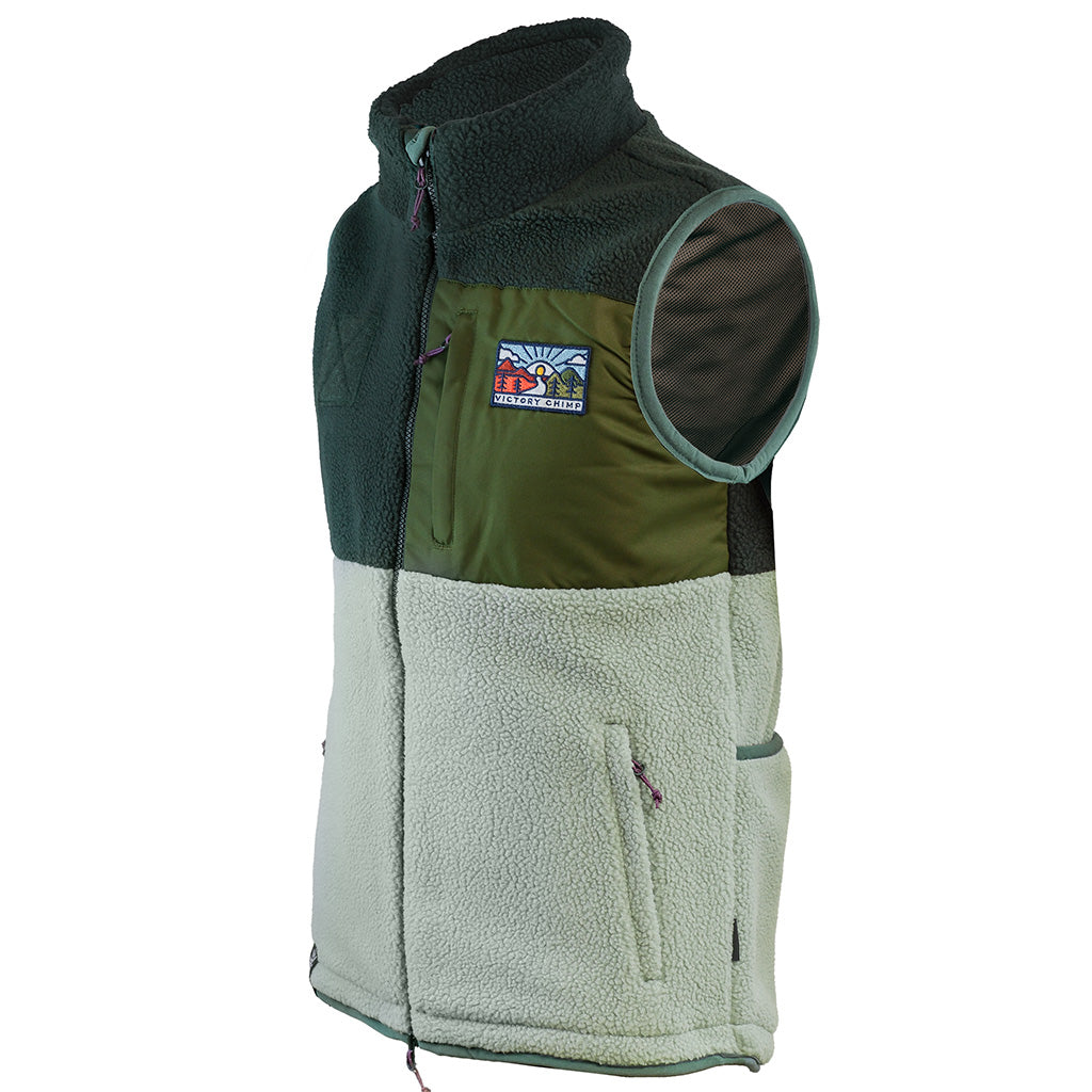 Out There Recycled Sherpa Fleece Gilet (Forest/Pistachio)