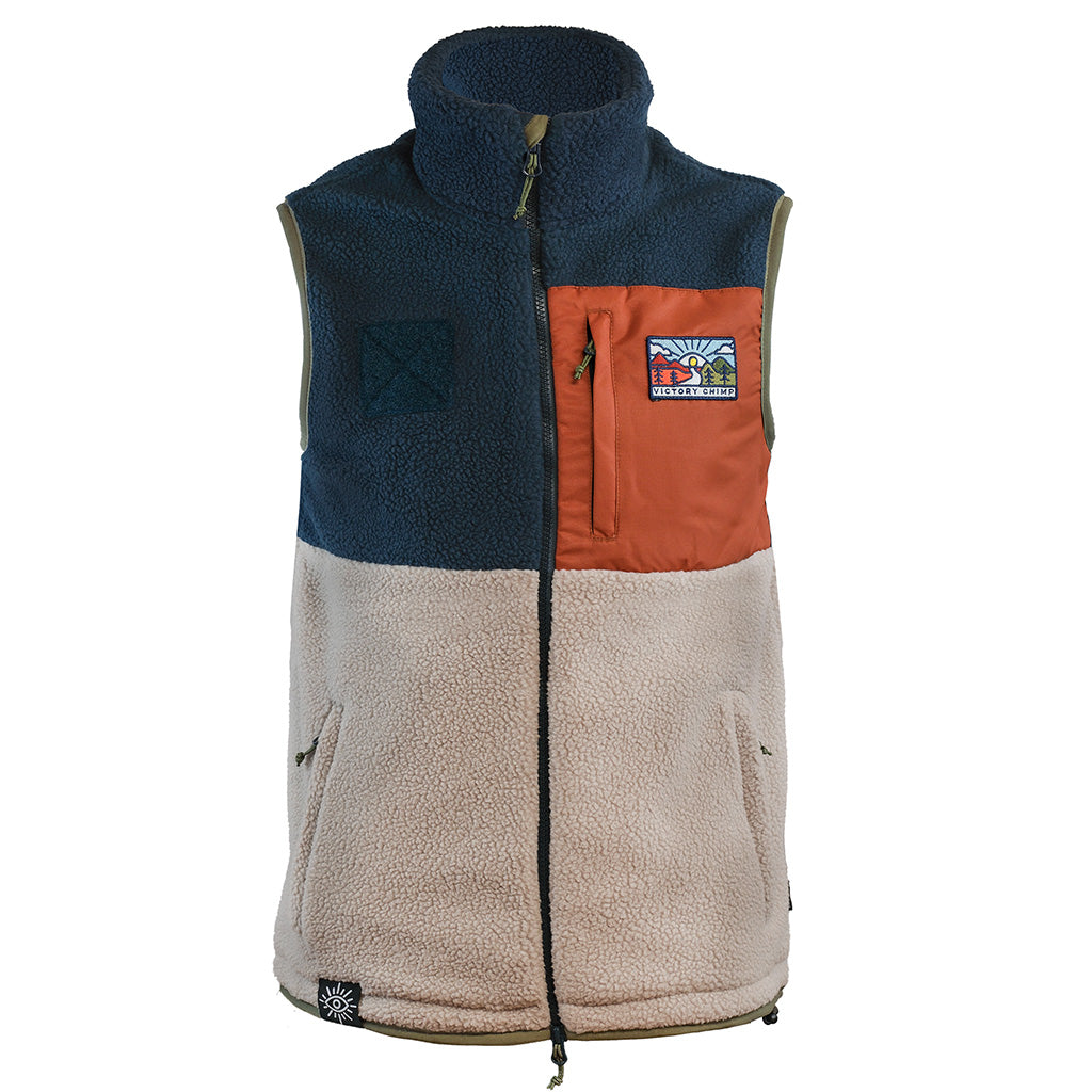 Out There Recycled Sherpa Fleece Gilet (Navy/Sand)