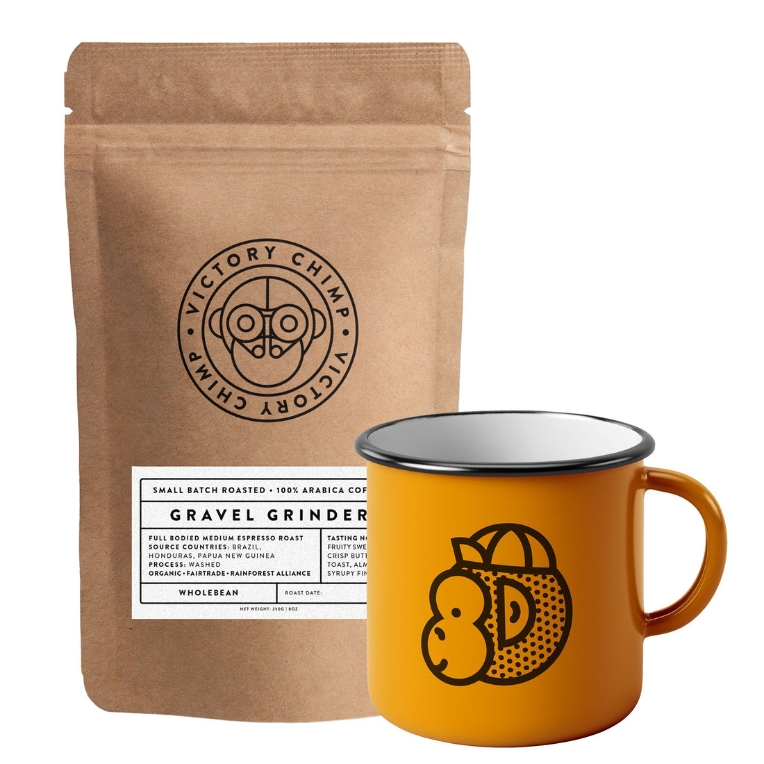 Victory Chimp Coffee + Enamel Mug Bundle